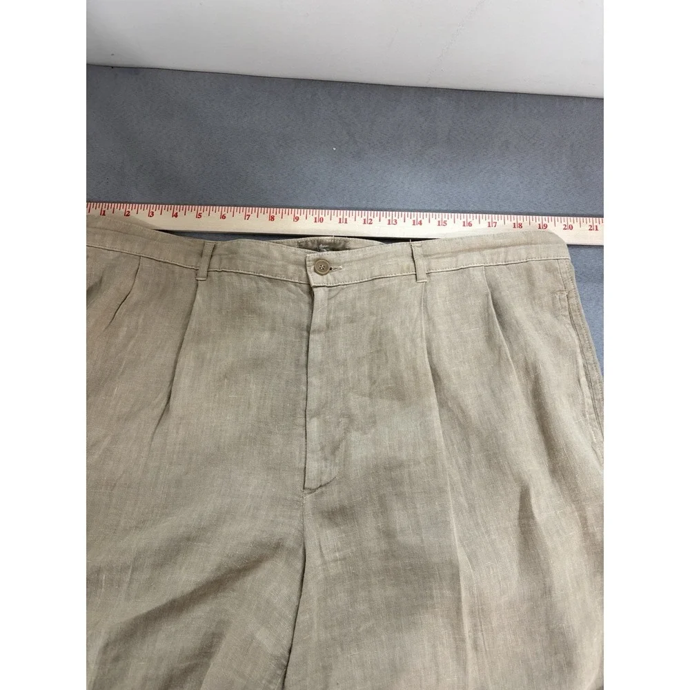 ETRO Milano Mens Pleayed Linen Shorts Size 38 US  7 In. Inseam Tan Resort Luxe